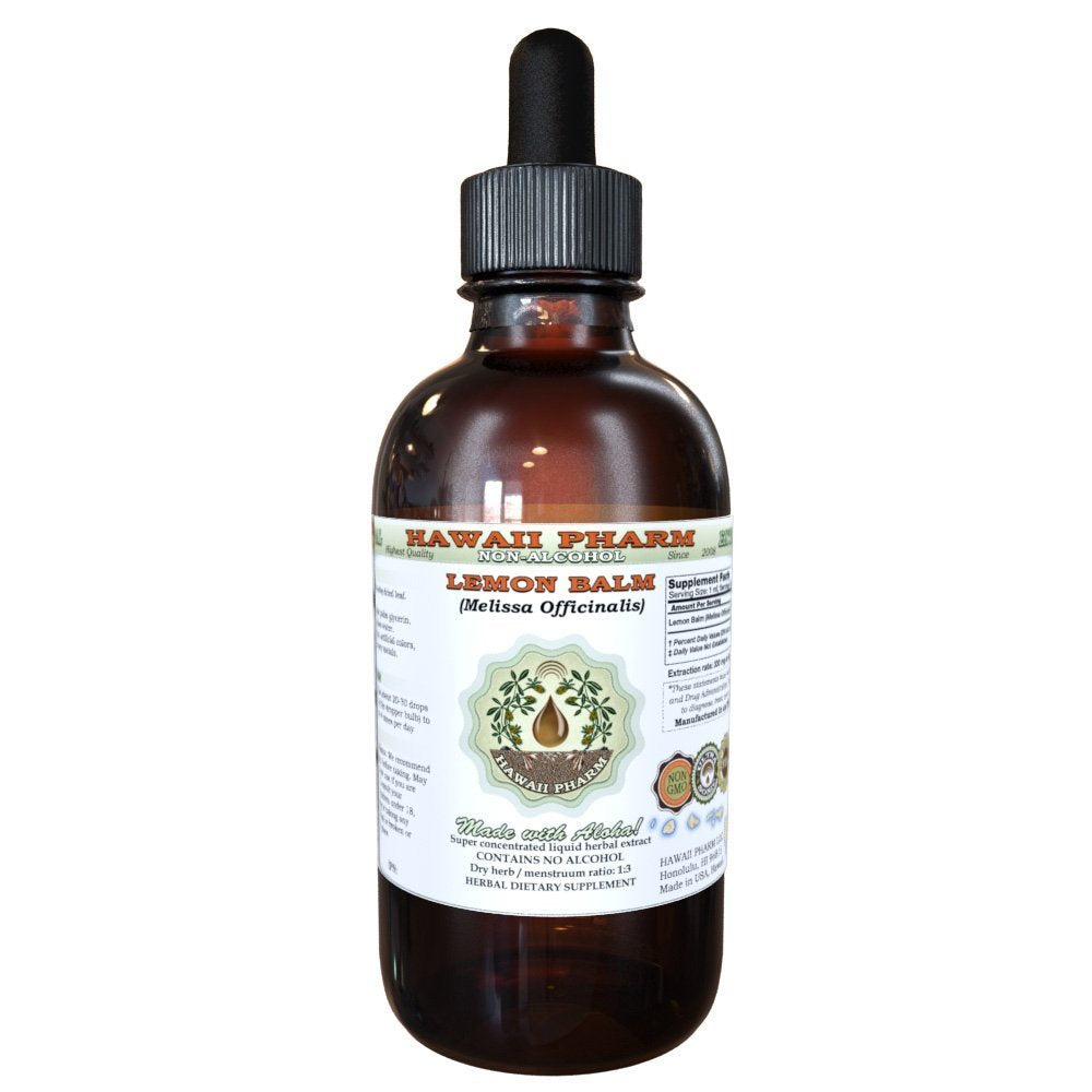 Lemon Balm Beverage-Style-Free Liquid Extract  Lemon Balm (Melissa Officinalis) Dried Leaf Glycerite Hawaii Pharm Natural Herbal Dietary Support 2 Oz