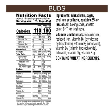 All Bran Buds Cereal - High Fiber, 22 Oz, Pack Of 4 - Healthy All Bran Cereal, Nourishing All Bran Buds Breakfast Option, Bundled With The Sweet Lyfe Fridge Magnet