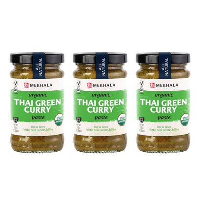 Mekhala Organic Gluten Free Curry Paste Value 3-Pack (3x3.5oz) (Green)