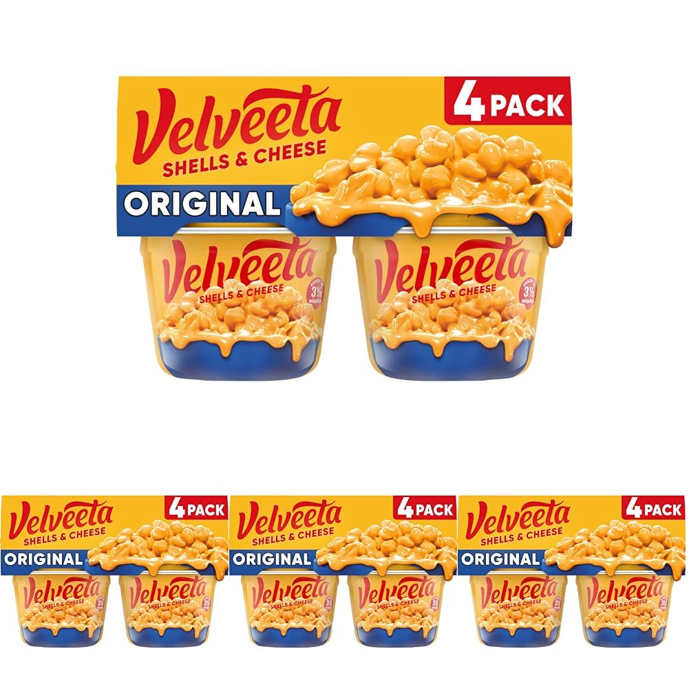 Velveeta Shells & Cheese Original Microwavable Macaroni and Cheese Cups (4 ct Pack, 2.39 oz Cups) (Pack of 4)