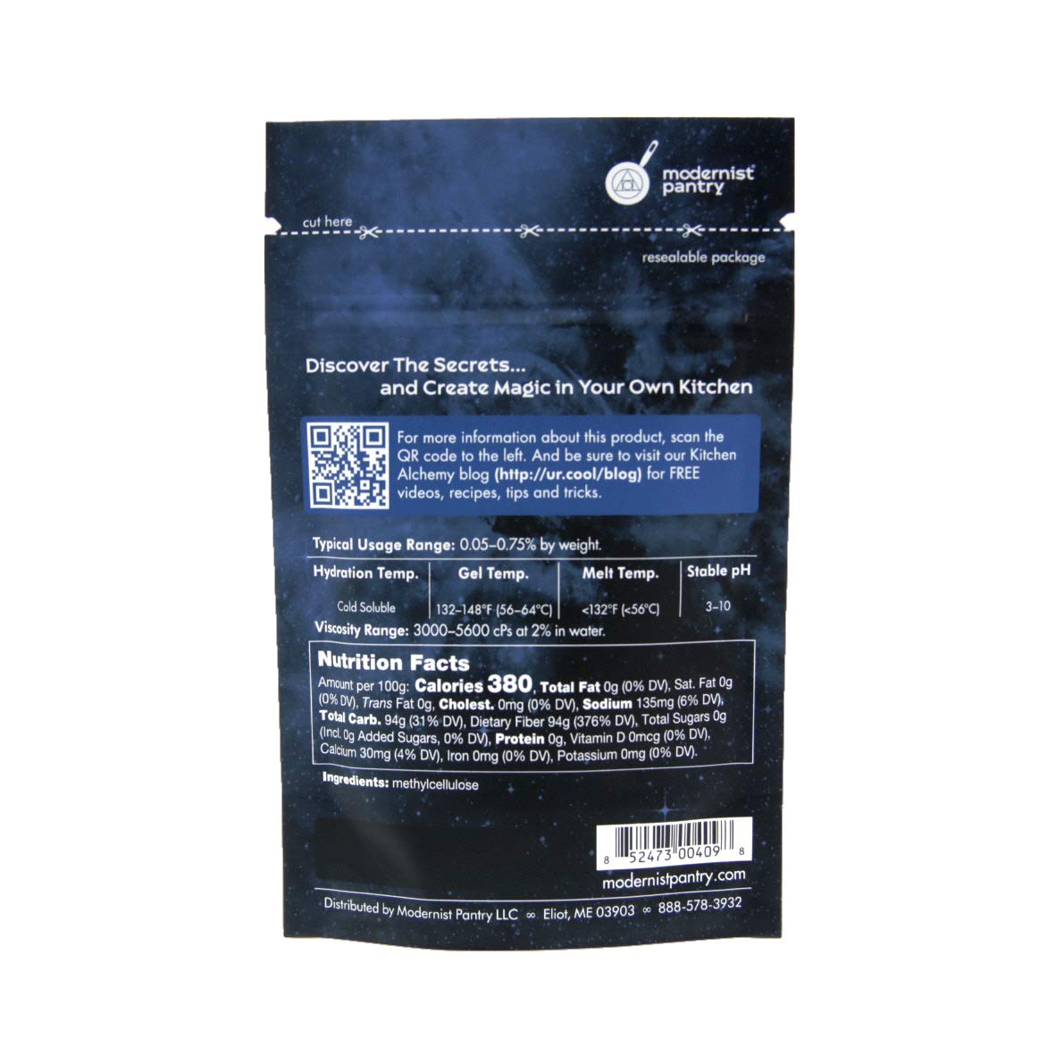 Pure Methylcellulose - High Viscosity ? Non-Gmo Vegan Ou Kosher Certified - 50G/2Oz