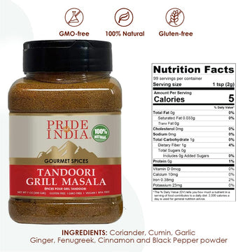 Pride Of India - Tandoori Grill Masala - Blend Of Exotic & Gourmet Spices - Ideal For Vegetable, Meat & Chicken Cooking - Gmo Fr