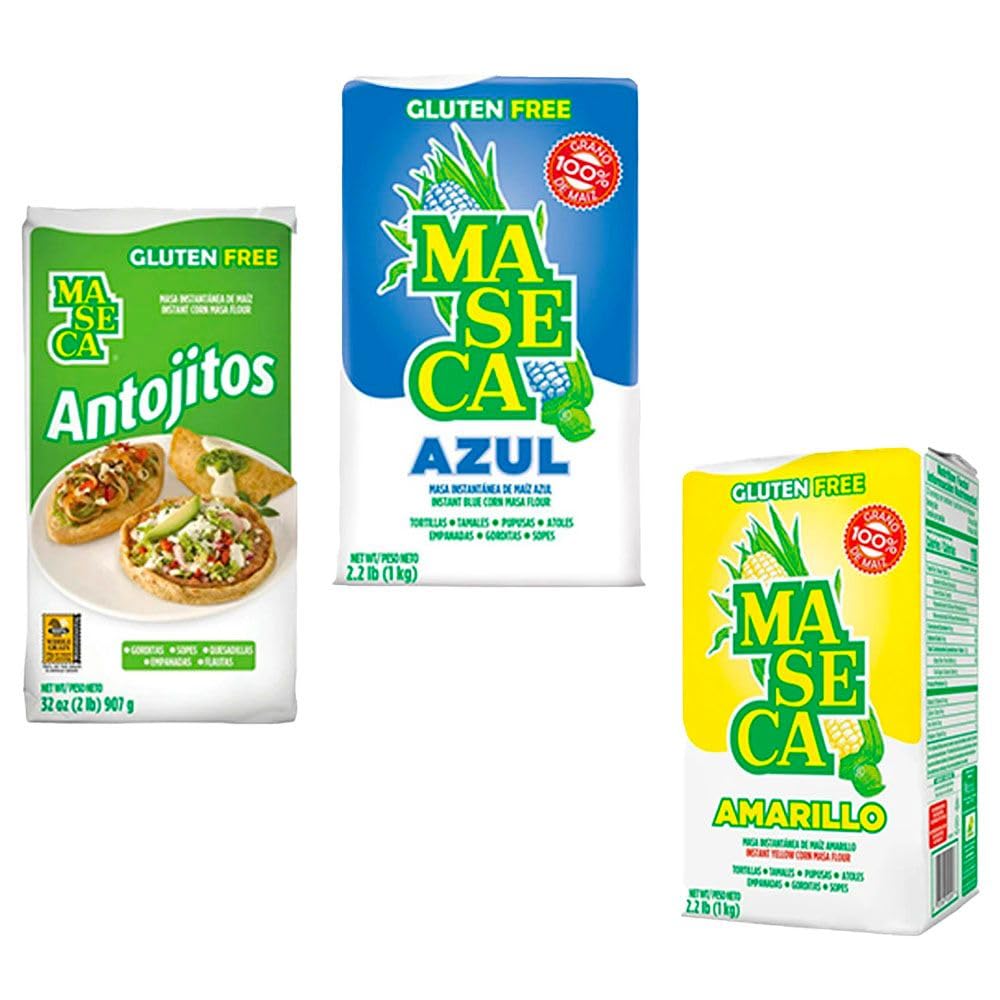 Maseca Variety Pack Gluten Free Harina De Maiz (Corn Flour) 2 Lbs Bag 3 Pack