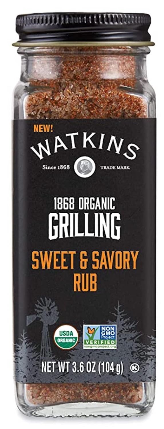 Watkins Organic Grilling Rub, Non-GMO, Kosher, 3.6 Oz, 1-Pack, Sweet and Savory Flavor