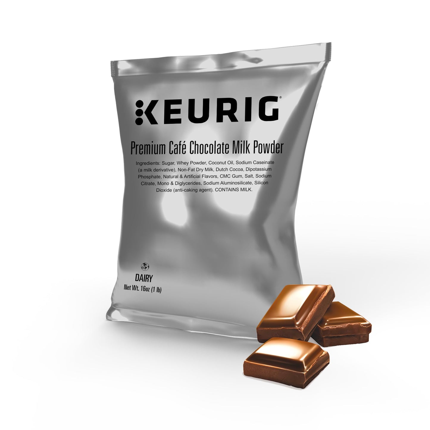 Keurig enhanced Caf? Chocolate Milk Powder  1lb Bag  Specialty Beverage Mix for Lattes & Mochas  Makes about 30 Drinks  For Keurig Commercial malt-inspired  Contains Real Milk  12 Pack
