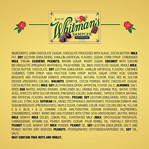 Whitmans Sampler gift Box Dark chocolate Assortment 10 Ounce (22 Pieces)