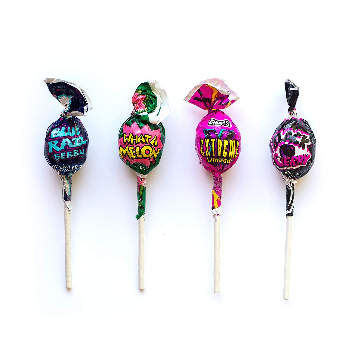 Charms Blow Pops 4 Flavor Assortment, Includes Blue Razzbery, Black Cherry, What A Melon, & Extreme Lemonade Assortment, 80Count Bag, 80Count