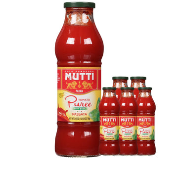 Mutti Tomato Puree with Basil (Passata con Basilico), 24.5 oz. | 6 Pack | Italys #1 Brand of Tomatoes | Fresh Taste | Vegan Frie