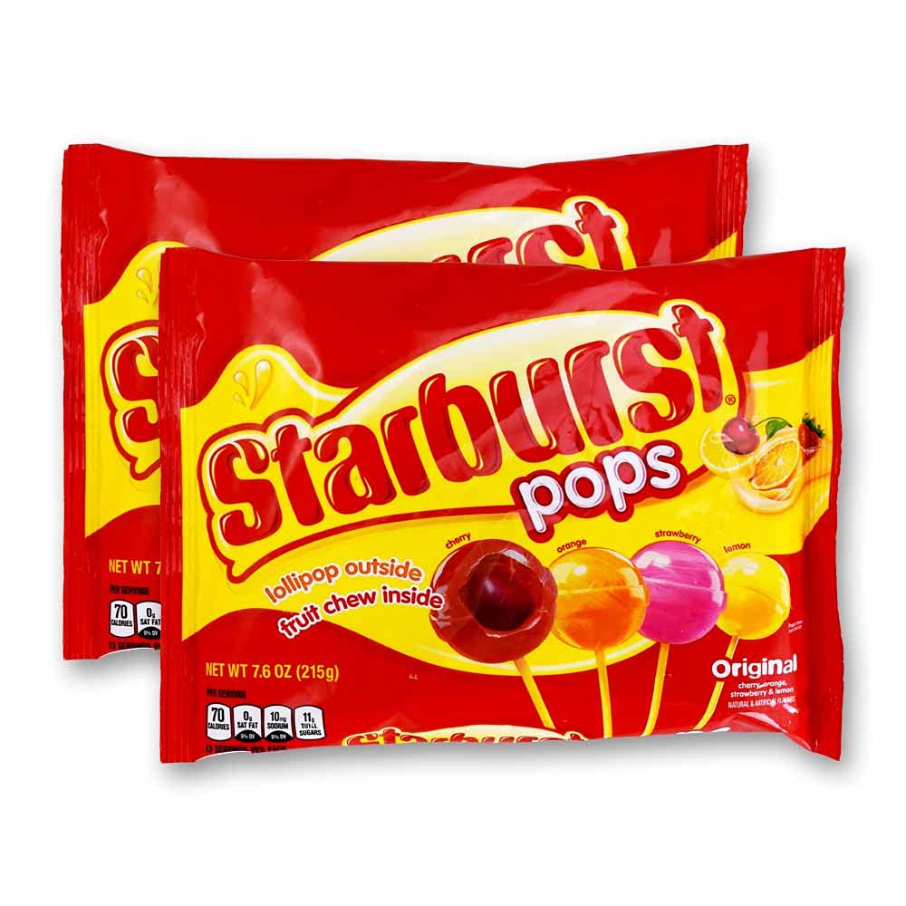 Spangler Candy Starburst Filled Lollipops 7.6 Oz Bag - 2 Pack, Pink, Yellow, Orange, Red, 7.6 Ounce (Pack Of 2)