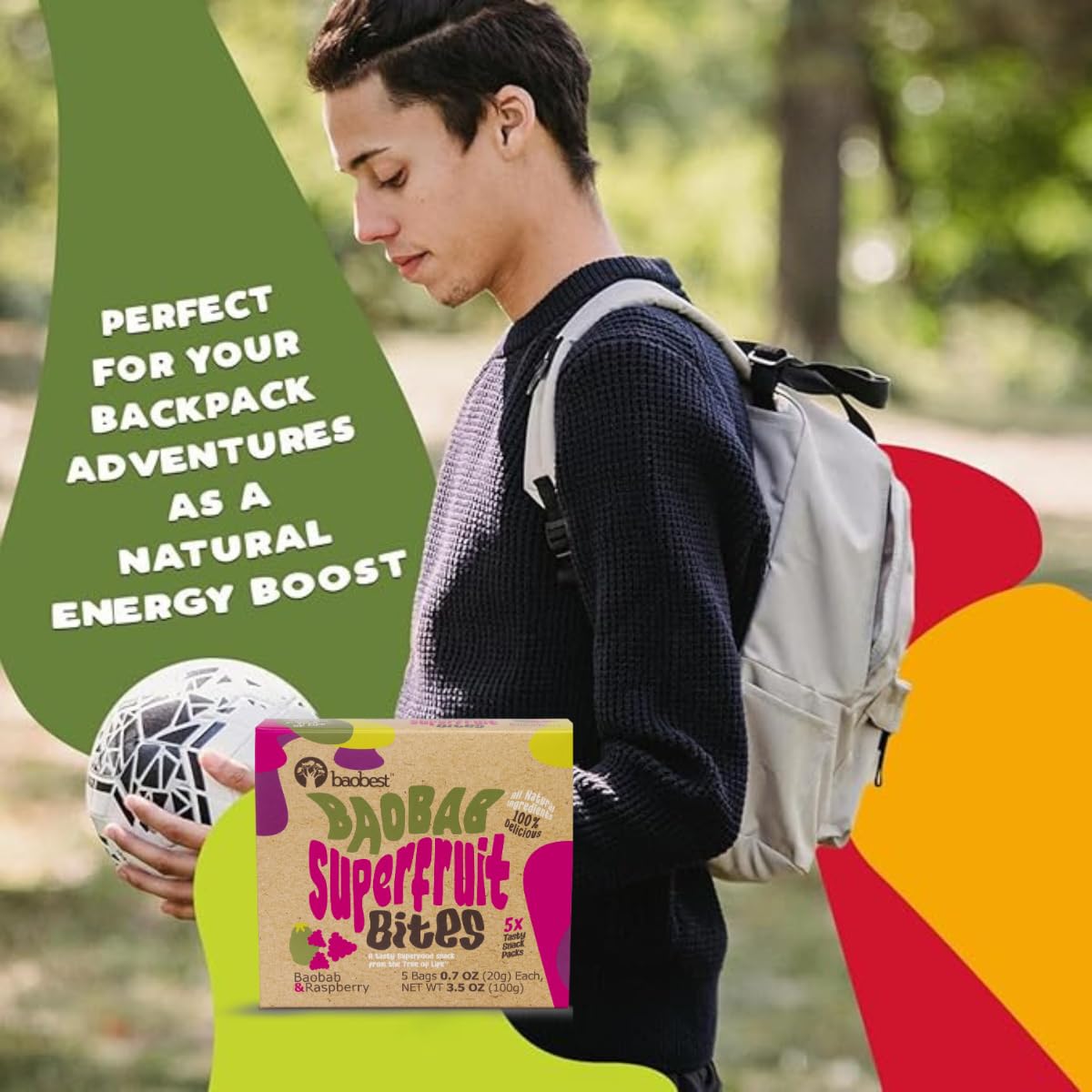 Baobest Superfruit Bites - Baobab Chews Raspberry Snack Pack - Vegan, Gluten Free, Preservative Free, Palm Oil Free, High Vitami