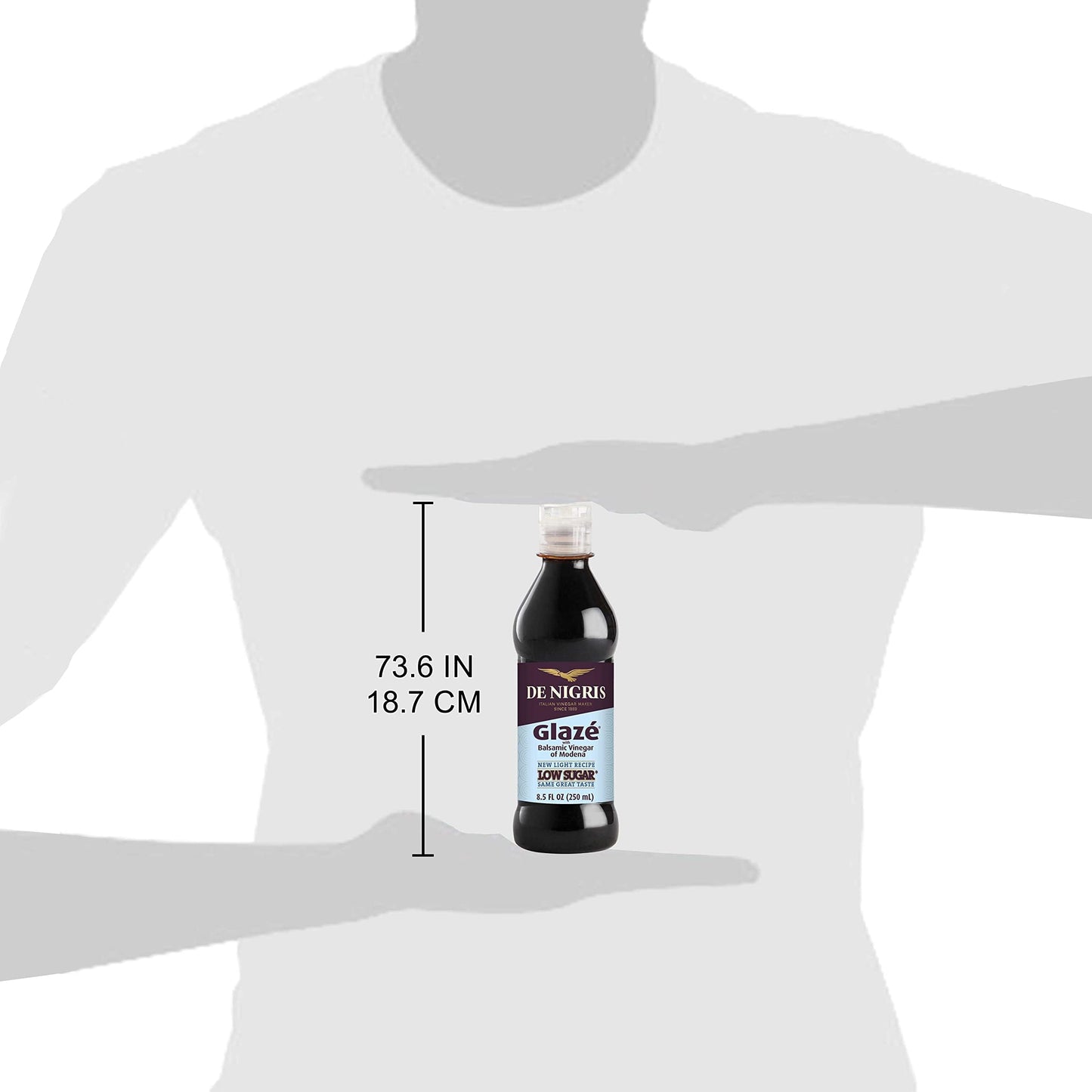 De Nigris Low Sugar Glaze With Balsamic Vinegar Of Modena 8 5 Oz (250ml) | Balsamic Glaze with Balsamic Vinegar From Modena Italy | Glaze Balsamic Vinegar