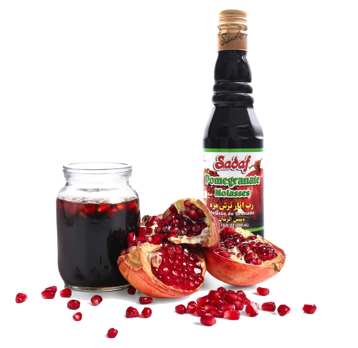 Sadaf Pomegranate Sour Paste - Pomegranate Molasses - Dark Red Syrup - 10 Fl Oz (3 Pack)