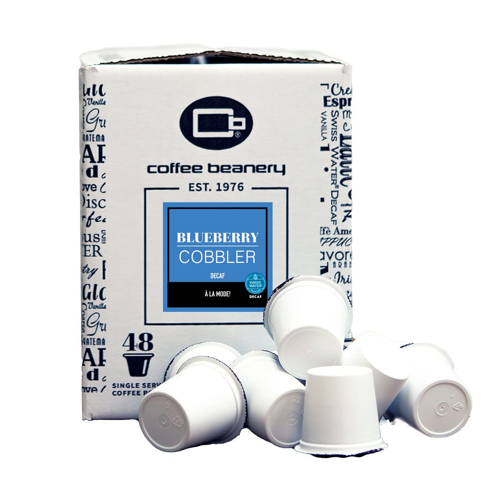 Coffee Beanery Blueberry Cobbler Decaf Coffee Pods, Medium Roast, 96 Count Pack