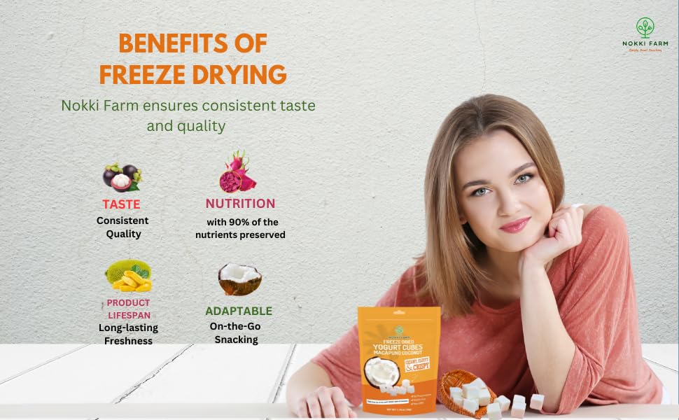 (Pack Of 1) Nokki Farm Freeze-Dried Macapuno Coconut Yogurt Melts 50G | No Artificial Colors | No Preservatives | Non Gmo
