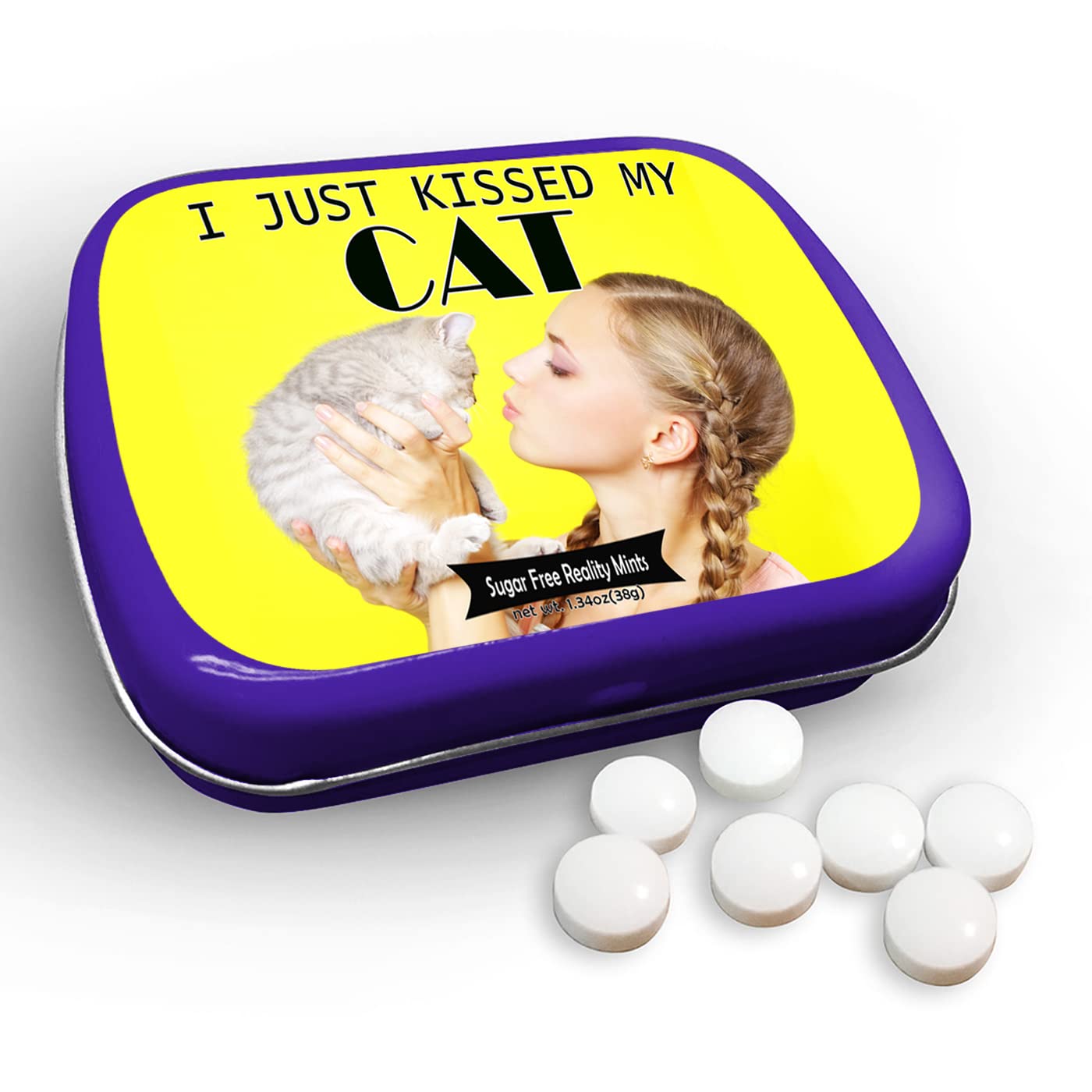 I Just Kissed My Cat Mints - Funny Gift For Cat Lovers - Crazy Cat Lady Gifts - Funny Mint Tins - Stocking Stuffers For Cat Peop