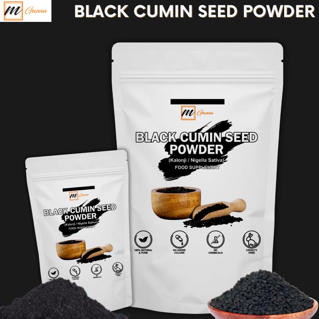 Mganna Dry Black Cumin Seeds/Kalonji/Nigella Sativa Powder - 100% Pure And Natural 0.22 Lbs / 100 Gms