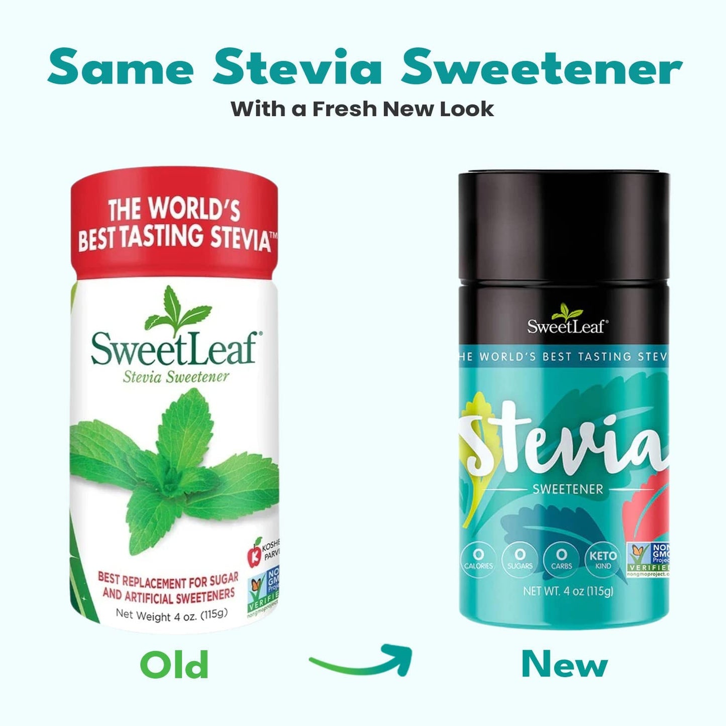 SweetLeaf Stevia Powder Shaker Jar - Zero Calorie Sugar Substitute, 4 Oz (Pack of 2)