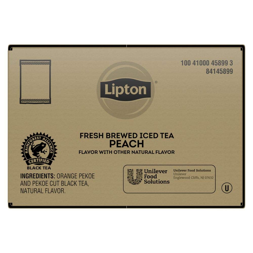 Lipton Iced Tea Bags, Peach Black Tea, Unsweetened Iced Tea, 3 Gallon-Sized Tea Bags(Pack Of 24)