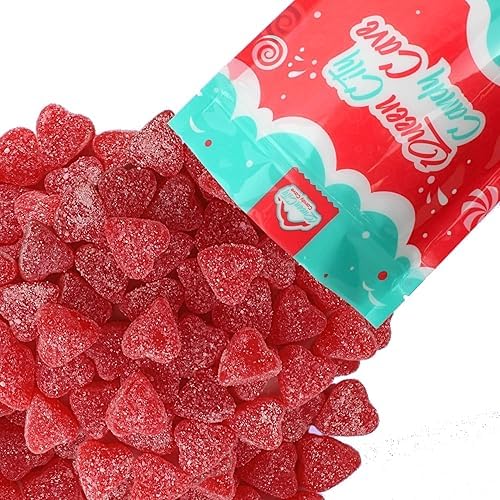 QUEEN CITY CANDY CAVE Sour Cherry Gummy Hearts - Sugar Dusted - 8 oz
