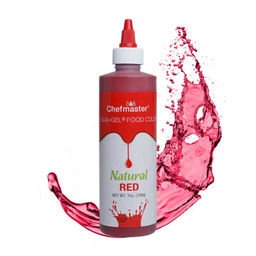Chefmaster Red Natural Food Coloring | Plant-Based Dye For Icing  Fondant  Mousse  Pudding | Decorating Non-Bake Desserts | Easy-To-Use | Manufactured In The Usa | 7 Oz