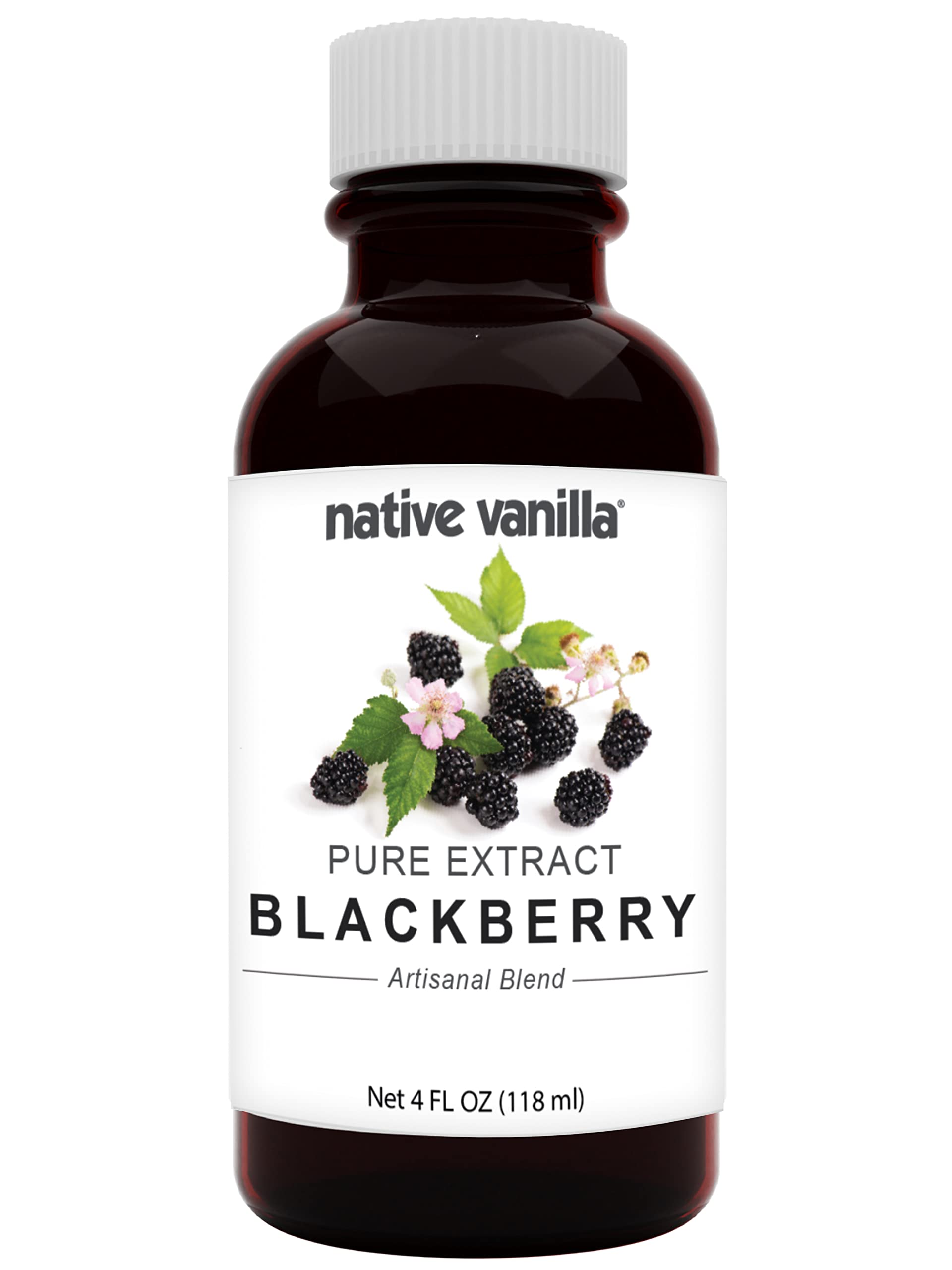 Native Vanilla - Pure Blackberry Extract - 4 Fl Oz - Pure Flavors And Extracts - Perfect For Cooking, Baking, And Dessert Crafti