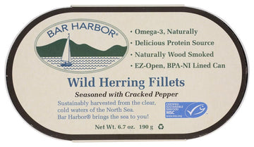 Bar Harbor Wild Herring Fillets, Seasoned with Cracked Pepper, 6.7 Ounce (Pack of 6)