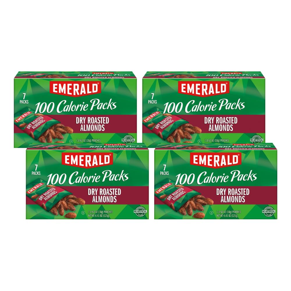 Emerald Nuts Cocoa Roast Almonds, 100 Calorie Packs, 7 Count, 4.34 Oz (Pack of 4)