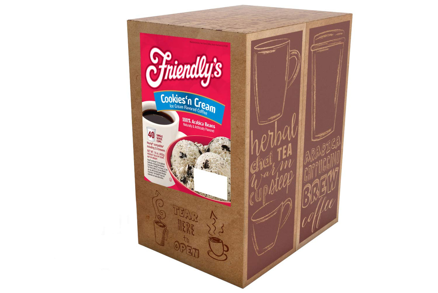 Friendlys Flavored Ice Cream Coffee Pods, Cookies & Cream, 40 Count, Compatible with Keurig K Cup malt-inspired
