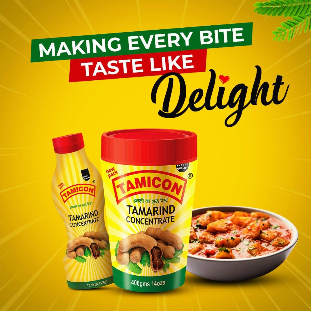 Tamicon Tamarind Concentrate | Tangy & Sour Imli Chutney | South Indian Style Paste | Ideal for Indian curries, Thai sauces & Ki