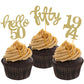 24 Pcs Gold Glitter 50Th Birthday Cupcake Toppers For 50Th Birthday Celebrating Party Decorations