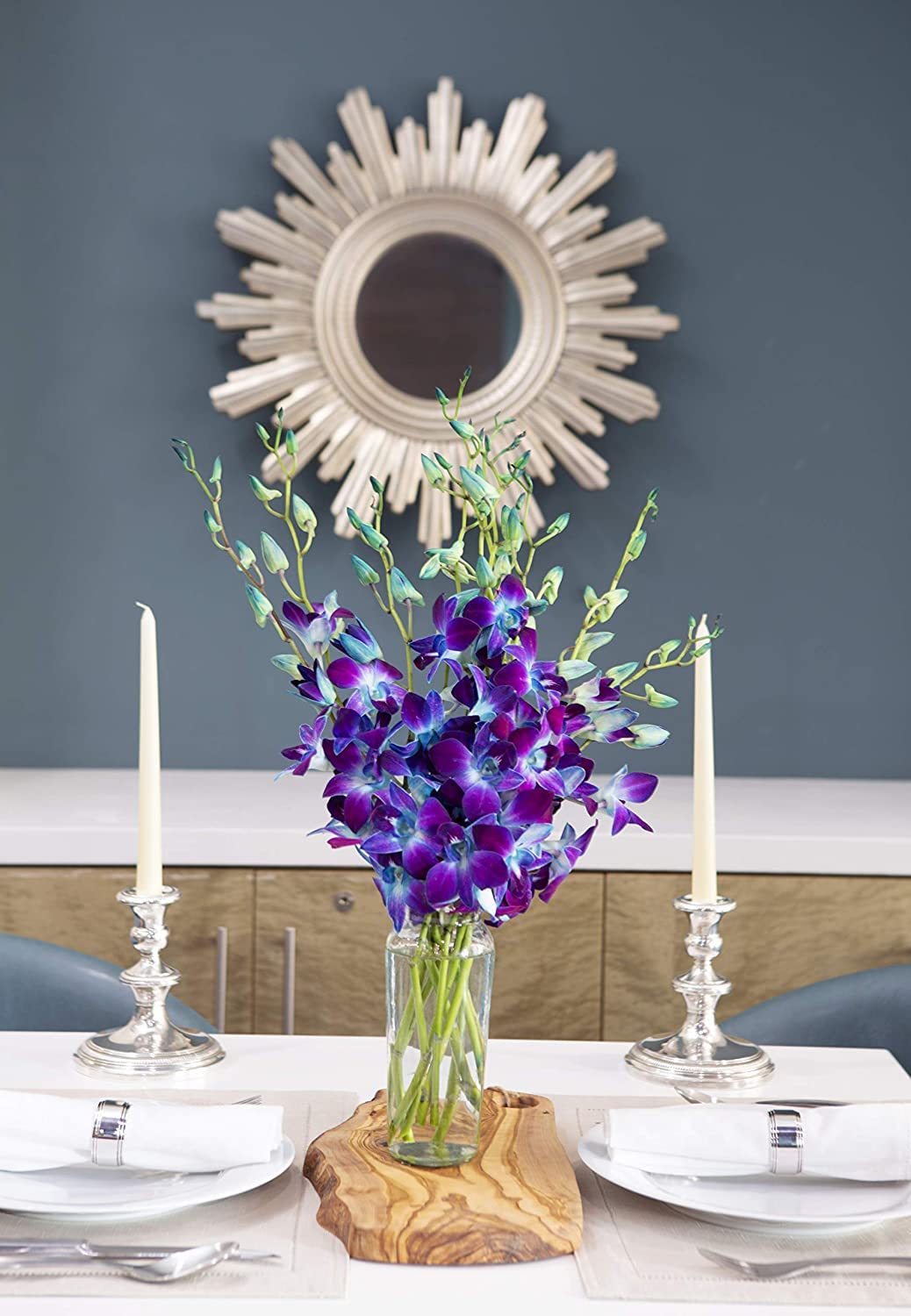 KaBloom Flowers - Exotic Sapphire Orchid Bouquet of Blue Orchids Without Vase - Gift for Birthday  Sympathy  Anniversary  Get Well  Valentine  Mothers Day Fresh Flowers