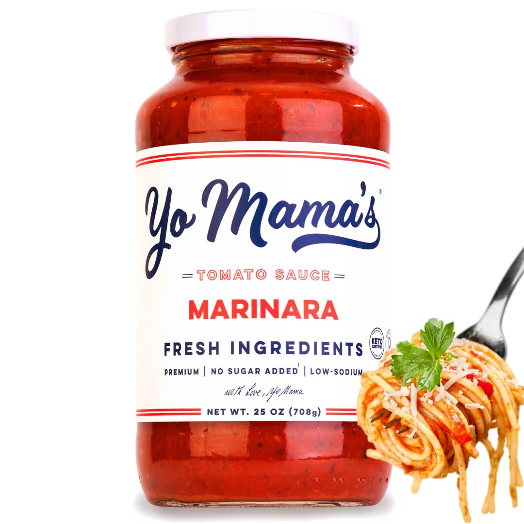 Yo Mamas Foods Keto Marinara Sauce - No Sugar Added, Low Carb, Gluten Free - 1.56 lb - Model 0868391000319