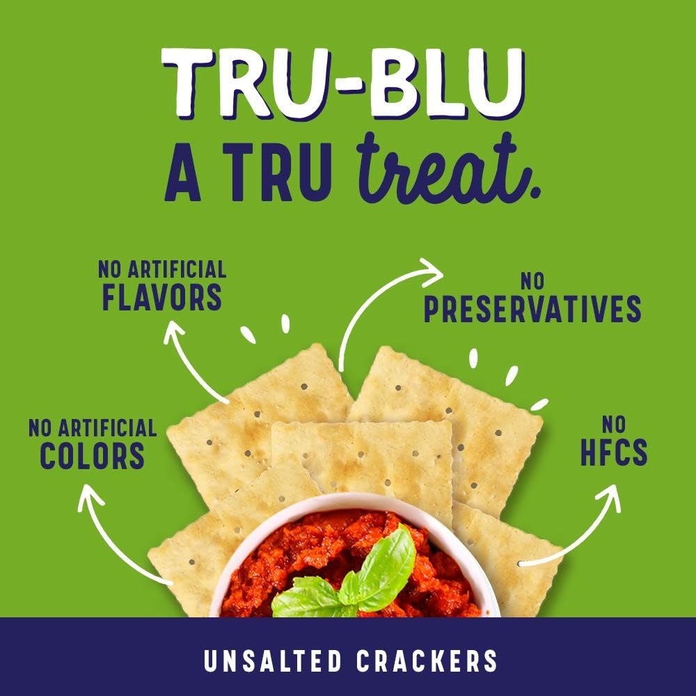 Tru Blu Unsalted Saltine | No artificial ingredients | No High Fructose Corn Syrup | Made in the USA | 16 Ounce (Pack of 3)