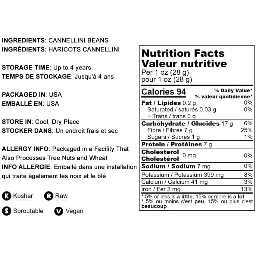 Food To Live - Cannellini Beans, 10 Pounds Dried White Kidney Beans, Sproutable, Vegan, Kosher, Sirtfood, Bulk. Rich In Fiber, P