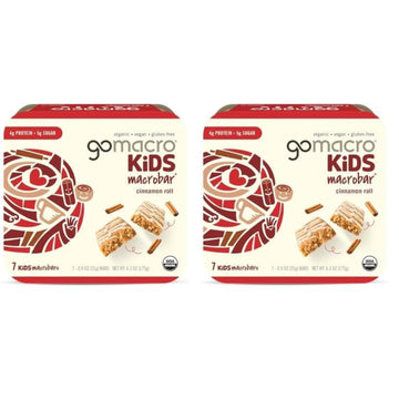 Gomacro Kids Macrobar Organic Vegan Snack Bars - Cinnamon Roll (0.90 Ounce Bars, 7 Count) (Pack Of 2)