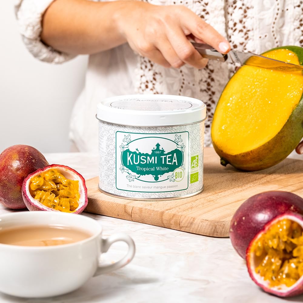 Kusmi Tea - Tropical White - Organic Blend Of White Tea & Green Tea With Mango And Passion Fruit - Organic Flavored White Teas -