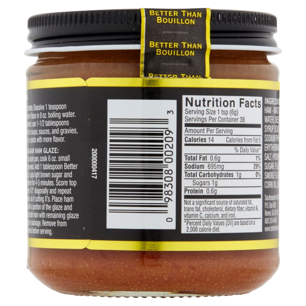 Better Than Bouillon Premium Ham Base, 8-Ounce Jar, Pack of 4, Blendable Flavor Enhancer