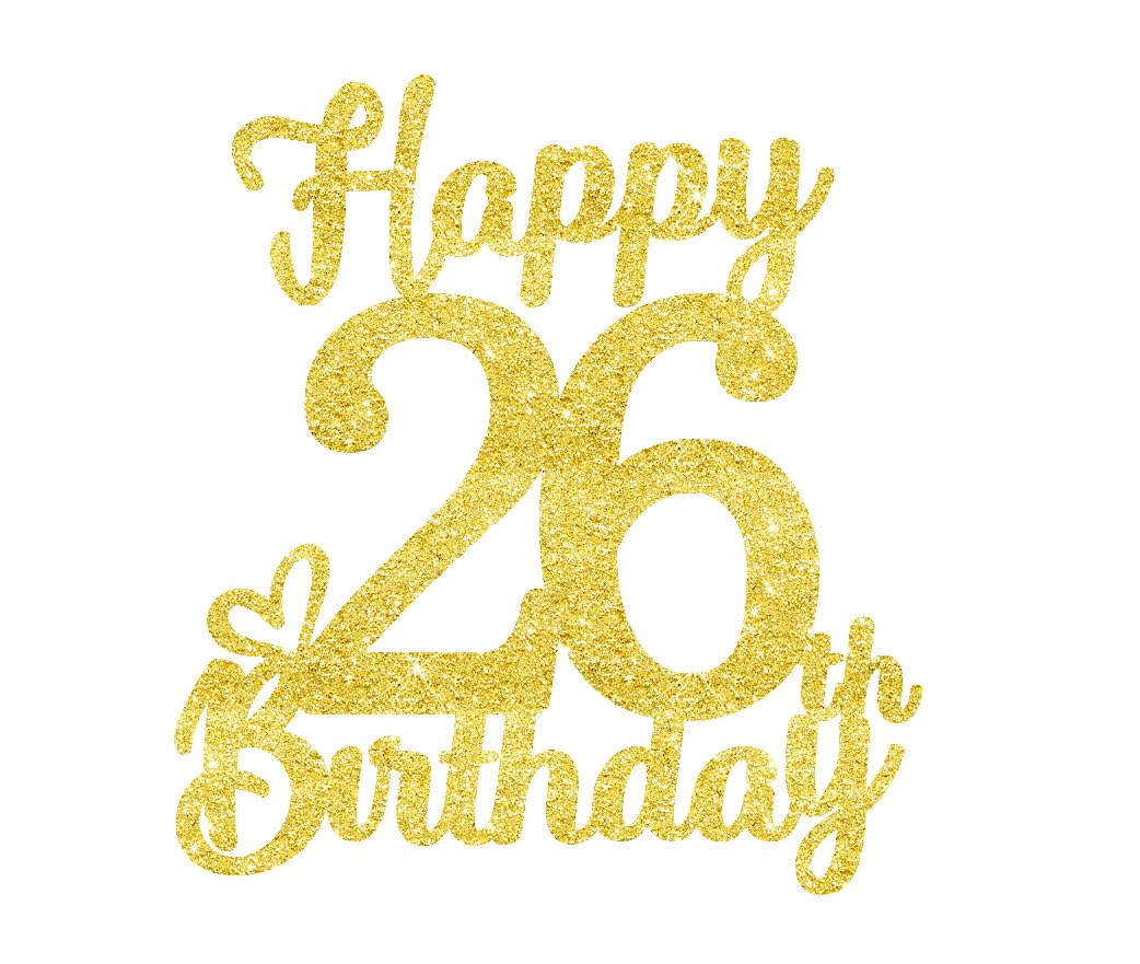 26 Birthday Cake Toppers-Gold Glitter, 26Th Cake Topper For Men,26 Cake Topper For Women, 26Th Birthday Decorations,26Th Birthda