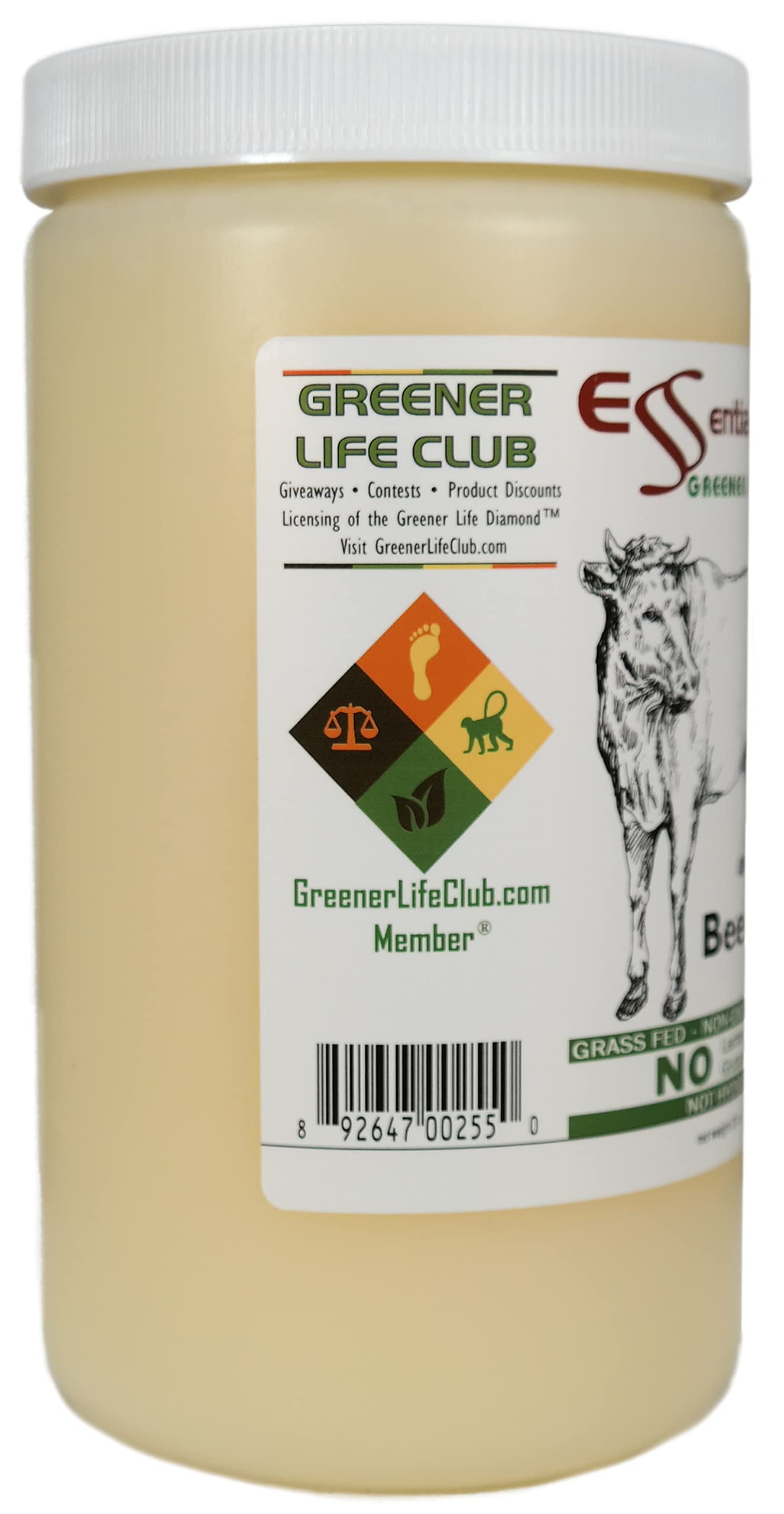 Beef Tallow - 1 Quart (32 oz nt wt) - Grass Feed - Non-GMO - Keto Friendly - Food Grade - FREE from LACTOSE-GLUTEN-GLUTAMATE-BSE