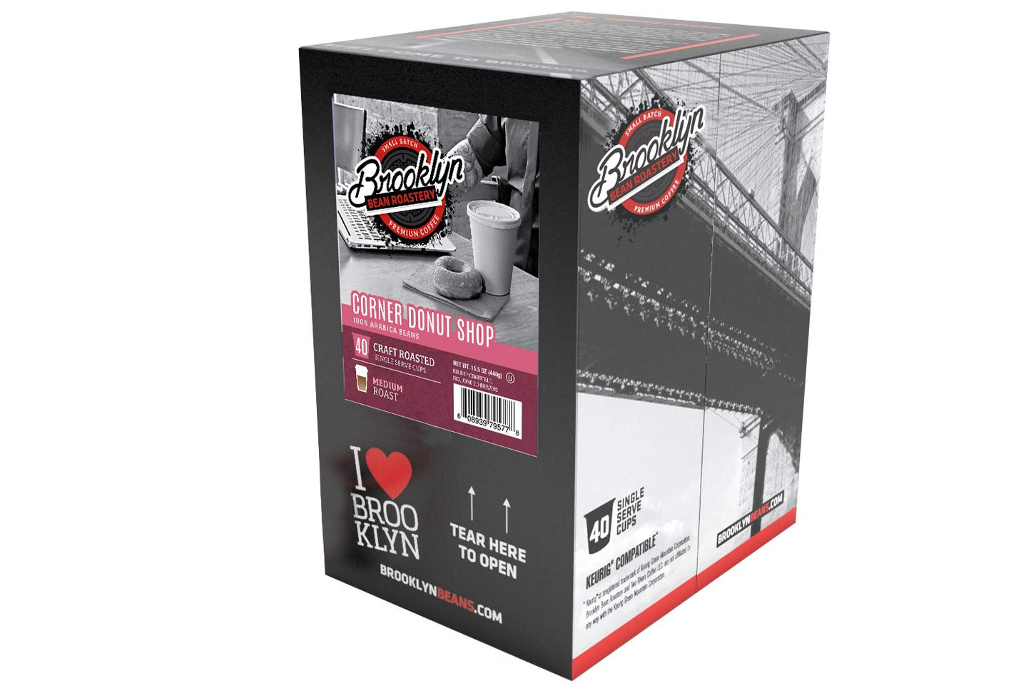 Brooklyn Beans Coffee Pods, Corner Donut Shop, Compatible with 2.0 Keurig malt-inspired, 40 Count, Model BB CD40