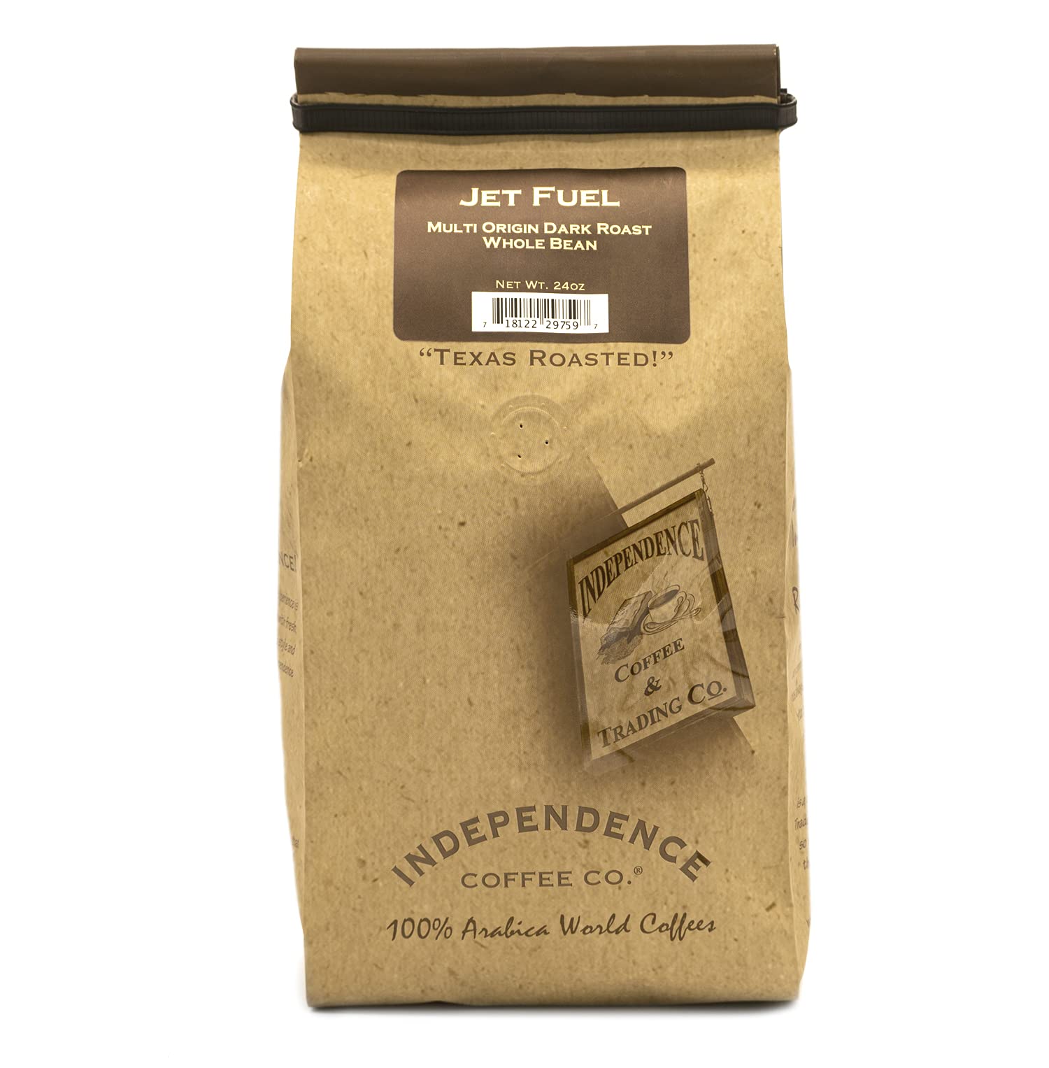 Independence Coffee Co. Jet Fuel Intense And Heavy Body, Dark Roast Whole Bean Coffee, 24 Ounce Bag (Packaging May Vary)