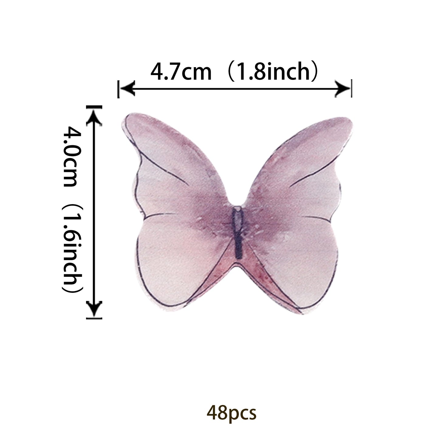 Rssta i 48 Pack Edible Butterflies for Cake Decorating, Purple Paper Cupcake Toppers