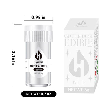 White Edible Glitter For Cocktails - 6G White Luster Dust Edible Drink Glitter Food Grade Metallic Shimmer Powder Cake Sprinkles