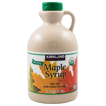 Kirkland Signature Organic Gluten Free 100% Pure, Grade A Amber Rich Maple Syrup - 1 L (33.8 Oz)