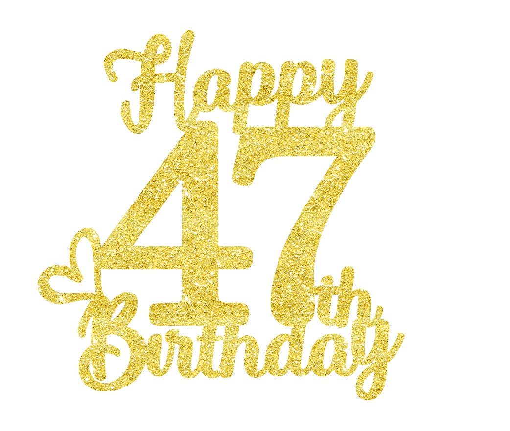 47 Birthday Cake Toppers-Gold Glitter, 47Th Cake Topper For Men,47 Cake Topper For Women, 47Th Birthday Decorations,47Th Birthda