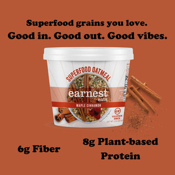 Earnest Eats Gluten-Free Superfood Oatmeal, Quinoa, Amaranth, Vegan, Healthy Snack, Maple Almond Cinnamon Blend, 2.35 Oz, Pack O