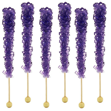 Fruidles Grape Rock Candy Lollipops Pops Candy Suckers, Color and Flavor Assortment, Individually Wrapped, 6.5'' (6-Pack)