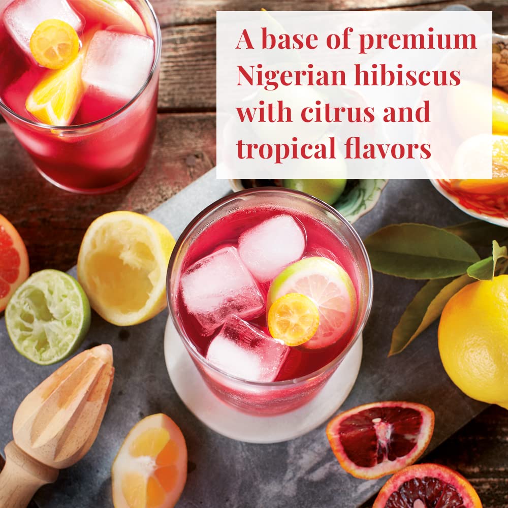 The Republic of Tea Hibiscus Sangria Iced Tea, Caffeine-Free Herbal Blend, 40 Large Pouches, 40 Quarts, Pack of 1