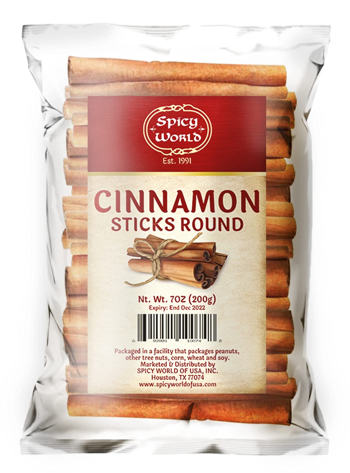 Spicy World Cinnamon Sticks 7 Ounce Bag - 36-44 Sticks - Perfect For Baking, Cooking & Beverages - 3+ Inches Length - Cassia Saigon Cinnamon From Vietnam