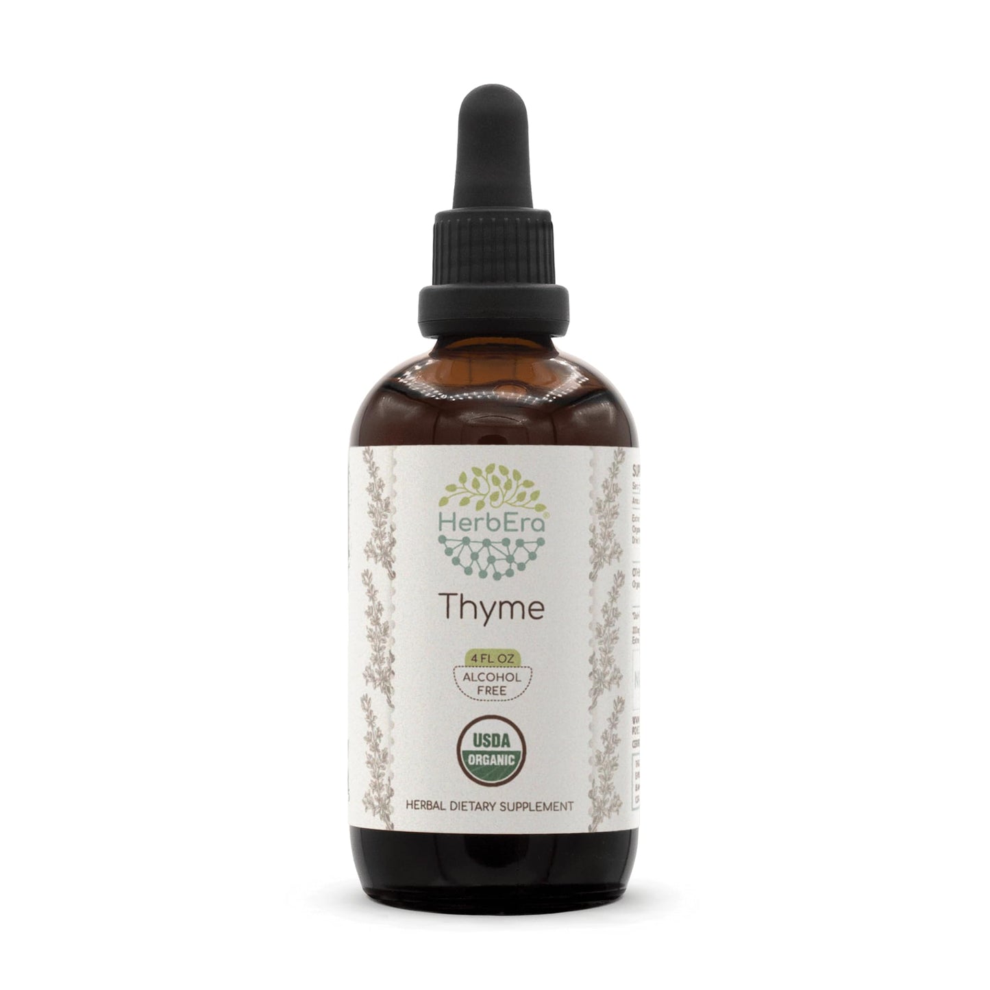 HerbEra Thyme Tincture - Organic High-Potency Herbal Drops, Alcohol-Free, 4 Fl Oz
